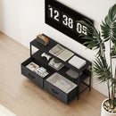 Mobile Porta TV 98x29x56 cm da 47" con Cassetti Pieghevoli in Tessuto e Mensola in Metallo e MDF Nero      