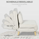Poltrona Letto Singolo Reclinabile 72x78x79 cm con Cuscino in Tessuto Effetto Lino Beige 