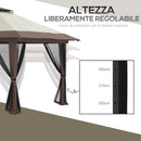 Gazebo Pieghevole 4x4 m ad Altezza Regolabile con Zanzariera e Borsa in Metallo e Tessuto Oxford Beige      