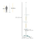 Albero Tiragraffi per Gatti a Soffitto con Palo Regolabile da 225-255 cm in Peluche Bianco  