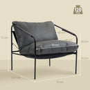Poltrona da Salotto 74,5x75x77 cm con Cuscini Spessi in Pelle PU e Telaio in Metallo Grigio Carbone      