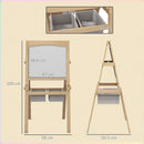 Lavagna 3 in 1 con Cavalletto per abambini 58x50,5x109 cm con Cestini Legno Naturale