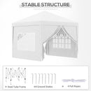Gazebo Pieghevole 3x3m in Acciaio e tessuto Oxford Bianco