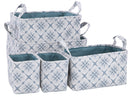 Set 5 Cestini Portatutto con Manici in Poliestere Azzurro e Bianco