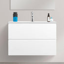 Mobile Bagno Sospeso Lavabo 2 Cassetti + LED 30 cm Rizzetti Merlin Bianco Lucido 100 cm
