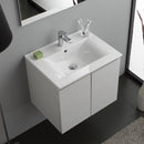 Mobile Bagno Sospeso 60 cm Lavabo 2 Ante + LED 30 cm Rizzetti Gibson Bianco