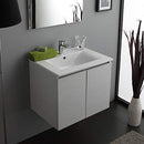 Mobile Bagno Sospeso 60 cm Lavabo 2 Ante + LED 30 cm Rizzetti Gibson Bianco