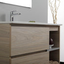 Mobile Bagno Sospeso 90 cm Lavabo 2 Ante con Colonna e Specchio Rizzetti Santos Rovere