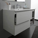 Mobile Bagno Sospeso 100 cm Lavabo 2 Cassetti + LED 30 cm Rizzetti Santos Plus Bianco Lucido