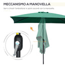 Ombrellone Rettangolare 2x3 m Pieghevole e Regolabile in Alluminio e Poliestere Verde e Nero   