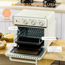 Mini Forno Elettrico 20L Ventilato 1400W con Aria Calda e Accessori Crema      