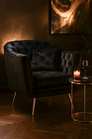 Poltrona Budapest Nera con Cuscino 88x83x91 cm in Compensato e Spugna e Ferro e Poliestere Nero      