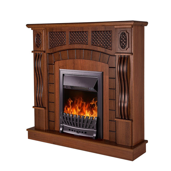 acquista Camino Elettrico da Pavimento 112x115x30 cm Effetto Fiamma 2000W Amsterdam & Pluton Noce