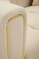 Divano Alma Crema con Cuscini 81x155x71 cm in Legno e Poliestere      