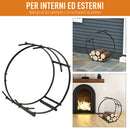 Portalegna per Camino 71x32x73 cm in Ferro Battuto  Nera