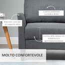 Divano 2 Posti 191x79x87 cm in Tessuto Effetto Lino Grigio