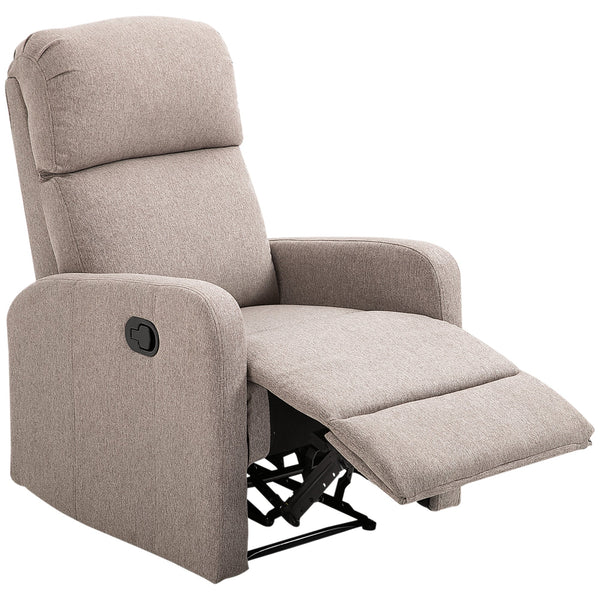 Poltrona Relax Reclinabile Manuale 66x83x107 cm in Tessuto Effetto Lino Grigia sconto