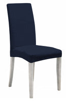 Set 2 Coprisedie con Schienale Elasticizzati in Poliestere Fashion Blu Scuro 