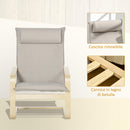 Poltrona Relax con Pouf 67x69x100 cm Cuscino Poggiatesta in Tessuto Effetto Lino Grigio