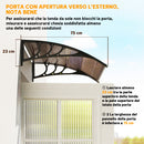 Pensilina da Esterni Impermeabile e Anti-UV 75x100x23 cm in PC PP e Alluminio Marrone e Nero      