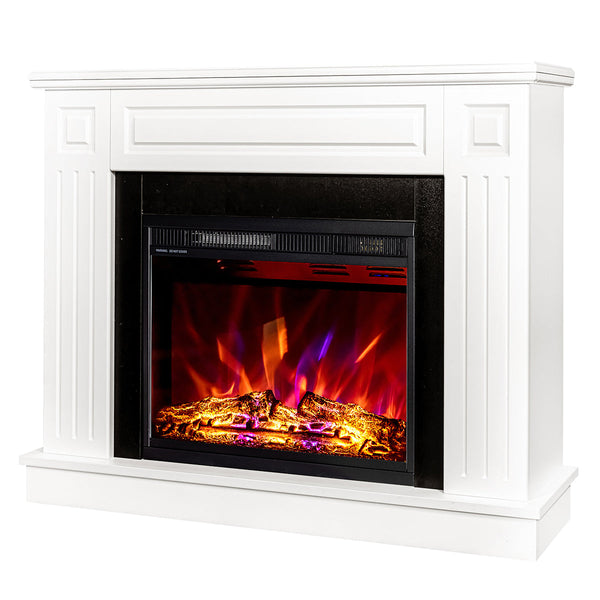 Camino Elettrico da Pavimento 85x110x27 cm Effetto Fiamma 1500W Tiffany & Lorance Bianco acquista