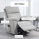 Poltrona Alzapersona Reclinabile a 135° con 8 Punti Massaggianti e Poggiapiedi 89x99x103 cm Grigio Chiaro  