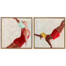 Set di 2 Quadri su Tela 40x40 cm Design Moderno Stampa Artistica da Parete con Ganci Inclusi Rosso      