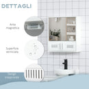 Pensile da Bagno 55x17.5x60 cm con Antine a Specchio Bianco