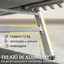 Sdraio Imbottita 64x181x90 cm Schienale 6 Posizioni Capacità 120 Kg Telaio Alluminio Grigio Chiaro      
