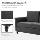 Divano 2 Posti 141x65x78 cm Imbottito con Rivestimento in Lino Grigio Scuro 