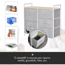 Cassettiera 5 Cassetti Pieghevoli in Tessuto 83x29x77 cm 