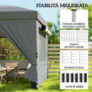Gazebo Pieghevole 590x297x285 cm Pop Up con 6 Pareti Laterali Sacchi di Sabbia e Borsa  in Tessuto UV50+ Grigio Scuro      