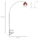 Lampada da Terra ad Arco con Paralume E27 in Acciaio e Marmo  Rame