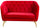 Divano 2 Posti 135x82 cm in Velluto Rubino