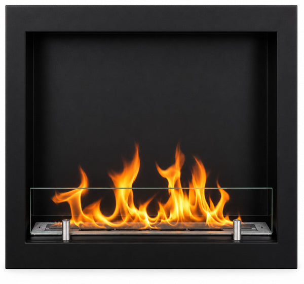online Camino a Bioetanolo da Incasso a Parete Frontale 60x15x55 cm Furore Struttura in Acciaio Nero