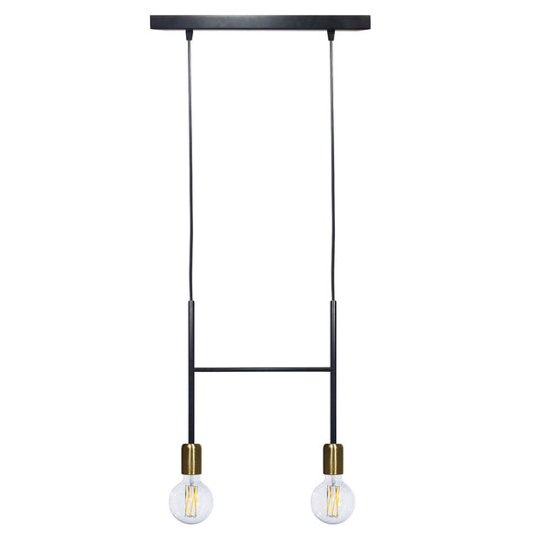 sconto Sospensione 2xE27 Montatura Verniciata Nero Oro Satinato E-Energy Elvira