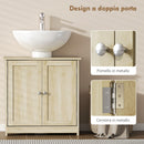 Mobile Sottolavabo 60x30x60 cm a 2 Ante con Ripiano Regolabile e Intaglio a U Rovere      