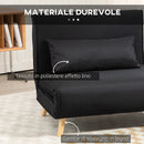 Poltrona Letto con Schienale Reclinabile su 6 Posizioni 94x78x80 cm in Tessuto Nero  