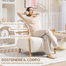 Poltrona da Salotto Stile Nordico 74,5x76x78 cm in Tessuto Sherpa con Braccioli e Gambe in Legno Crema  