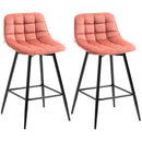 Set 2 Sgabelli con Schienale 45x47x88 cm in Poliestere Rosso