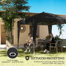 Gazebo Pieghevole da Giardino 297x297x288 cm ad Altezza Regolabile con Luce Centrale e Telecomando in Metallo e Poliestere Nero      