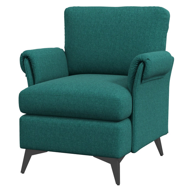 acquista Poltrona Imbottita 63x71x83 cm in Tessuto Effetto Lino Verde