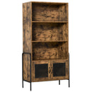 Libreria 3 Ripiani e 2 Ante 81x40x160 cm in Legno e Metallo Marrone e Nero
