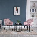 Set 2 Sedie Imbottite 59,5x55,5x83,5 cm in Velluto Rosa