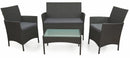 Set da Giardino Divano 2 Poltrone e Tavolino in Polyrattan Soriani Grigio
