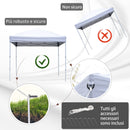 Gazebo da Giardino 2.5x2.5m in Acciaio Pieghevole Tessuto Oxford Bianco 