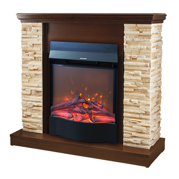 acquista Camino Elettrico da Pavimento 90,3x98x30 cm Effetto Fiamma 1600W Rock & Corsica Noce