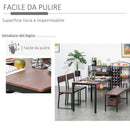Set Tavolo 2 Sedie e Panca in Metallo e Legno Nero e Marrone