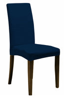 Set 2 Coprisedie con Schienale Elasticizzati in Poliestere Blu Scuro 
