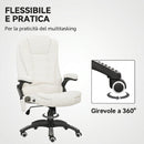Sedia da Ufficio 68x72x110-120 cm Reclinabile Massaggiante Telecomando in Tessuto Effetto Lino Crema      